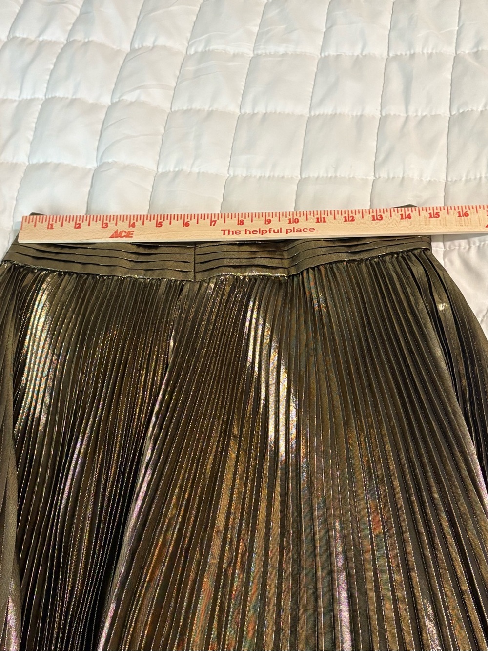 SATURDAY KATE SPADE Lightbeam Pleated Skirt Metallic Gold Midi Skirt - Picture 6 of 8